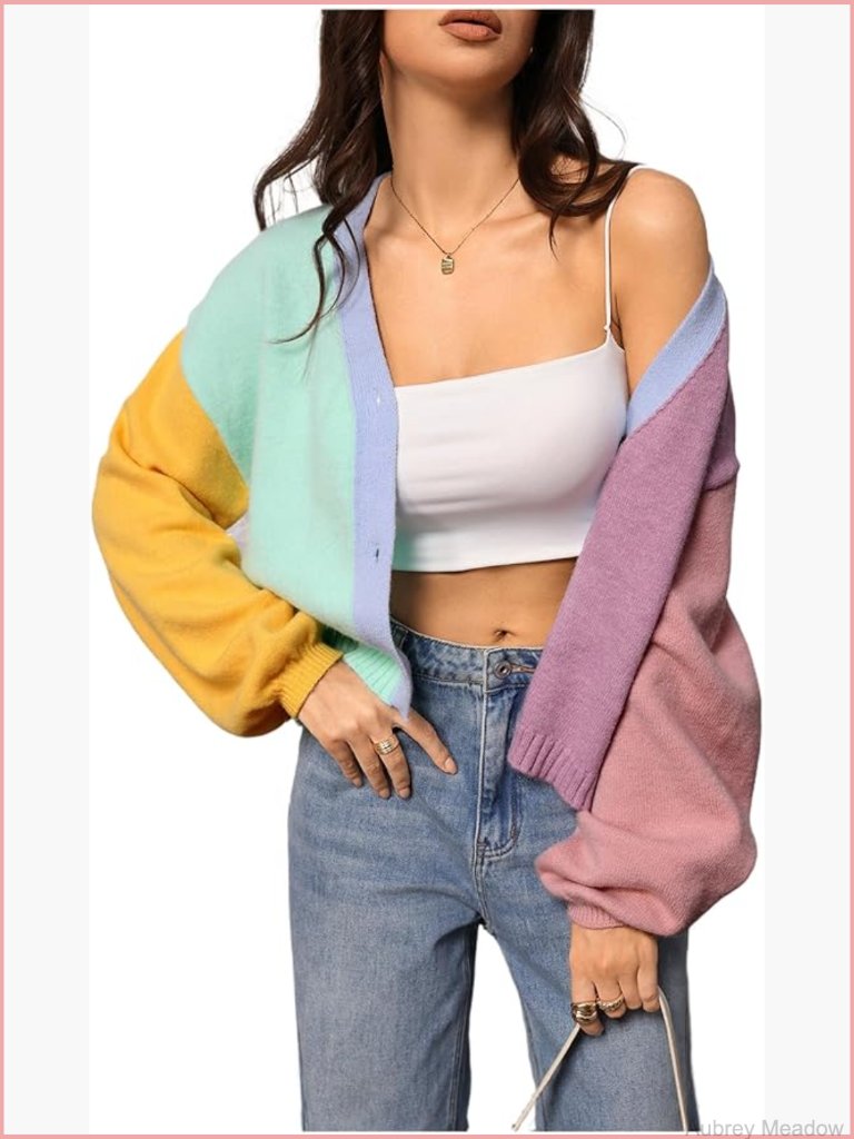 Women's Knit Button Up Cropped Cardigan Lightweight Open Front Fall